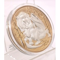 2022 Niue 5oz Silver Gold Plated Apex Predators Komodo Dragon vs Tiger Coin