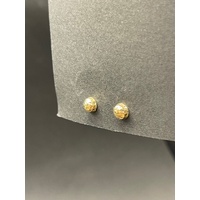 Ladies 18ct Yellow Gold Half Circle Stud Earrings