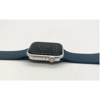 Apple Watch Series 9 45mm GPS Silver Aluminum Case with Storm Blue Sport Band