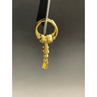 Ladies 22ct Yellow Gold Round Hoop Dangle Earrings