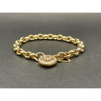 Ladies 9ct Yellow Gold Oval Bubble Belcher Link Bracelet