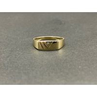 Mens 9ct Yellow Gold Diamond Signet Ring