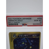 2002 Japanese Pokémon Umbreon Holo #072 Split Earth GEM MT 10 PSA Card
