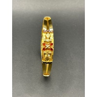 Ladies 23ct Yellow Gold Round Pattern Bangle