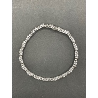 Ladies 925 Sterling Silver Fancy Link Diamond Tennis Bracelet