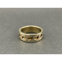 Mens 9ct Yellow Gold Curb Pattern Ring