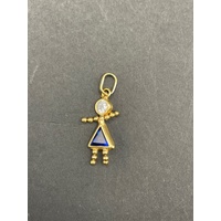 Ladies 9ct Yellow Gold Girl Figure Gemstone Pendant