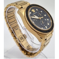 Versace Greca Dome Chrono Quartz Stainless Steel Gold Black Ladies Watch VE6K
