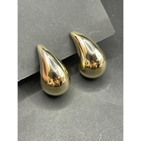 Ladies 18ct Yellow Gold Tear Drop Bubble Stud Earrings