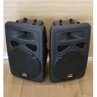 E-Lektron 815.820 Bluetooth PA 2 Way Active Speaker Pair with Stands