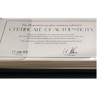 Franklin Mint Stokes Australia The 100 Greatest Cars Silver Miniature Collection