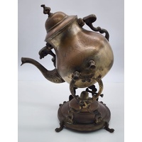 Antique Victorian Era Brass Tilting Kettle with Burner