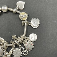 Ladies 925 Sterling Silver Snake Link Charm Bracelet