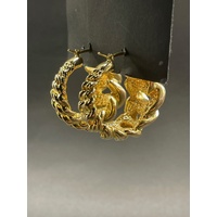 Ladies 18ct Yellow Gold Fancy Hoop Earrings