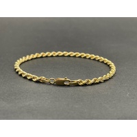 Ladies 9ct Yellow Gold Rope Link Bracelet