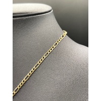 Ladies 9ct Yellow Gold Figaro Link Chain & Bar Pendant