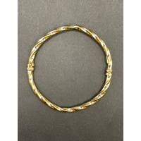 Ladies 9ct Yellow Gold Round Hinged Bangle
