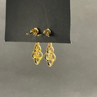 Ladies 9ct Yellow Gold Dangle Pattern Earrings