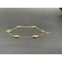 Ladies 18ct Yellow Gold Belcher Link & Clover Bracelet