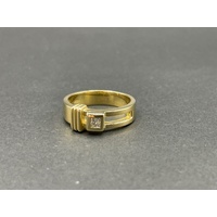Mens 18ct Yellow Gold Diamond Ring