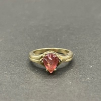 Ladies 9ct Yellow Gold Pink Gemstone Ring