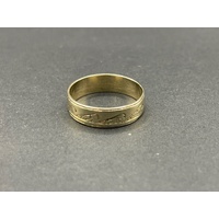 Mens 9ct Yellow Gold Wave Pattern Ring