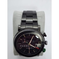Gucci G-Chrono 101M Mens Chronograph Stainless Steel Swiss Watch Black Bracelet