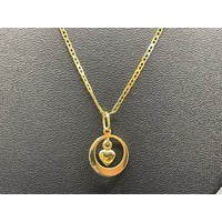 Ladies 14ct Yellow Gold Anchor Link Chain & Heart Pendant