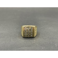 Mens 18ct Yellow Gold Diamond Ring
