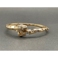 Ladies 18ct Yellow Gold Round Panther Bangle