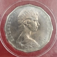 1970 Australian 50 Cent Coin Capt. James Cook R.N. Botany Bay April 1770 