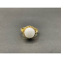 Ladies 9ct Yellow Gold White Dome Ring