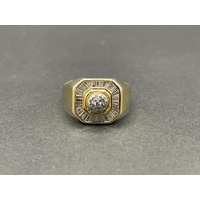 Mens 18ct Yellow Gold Diamond Ring