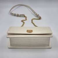 Oroton Mezzo White Croc Embossed Leather Clutch Handbag with Chain