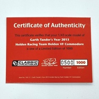 Classic Carlectables Holden VF Commodore Garth Tander 2013 1:43 Scale