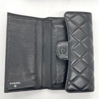 Chanel Classic Flap Lambskin Wallet Black Leather Black Hardware