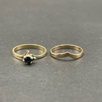 Ladies 9ct Yellow Gold Blue Sapphire Gemstone Ring Set