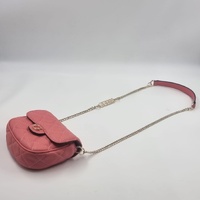 Guess Pink Quilted Mini Crossbody Bag with Chain Strap Flap Closure