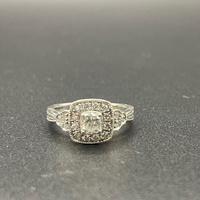 Ladies 14ct White Gold Natural Diamond Halo Ring