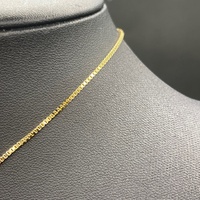 Unisex 14ct Yellow Gold Box Link Chain & Crucifix Pendant