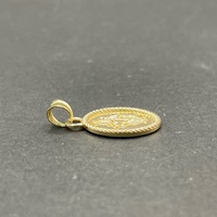 Unisex 14ct Yellow Gold Oval Religious Pendant