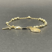 Ladies 9ct Yellow Gold Cable & Bead Link Bracelet