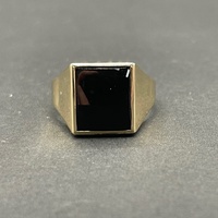 Men's 9ct Yellow Gold Black Onyx Gemstone Ring
