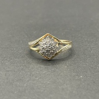 Ladies 9ct Yellow Gold Diamond Cluster Ring
