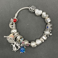 Ladies 925 Sterling Silver Pandora Snake Link Charm Bracelet