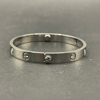 Large View Ladies 18ct Solid White Gold Diamond Oval Bangle