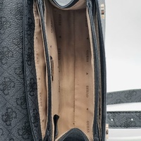 Guess Cathleen Flap Crossbody Bag Coal Faux Leather Gold Hardware