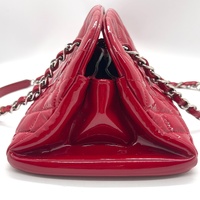 Chanel Red Quilted Patent Leather Just Mademoiselle Bowling Shoulder Bag