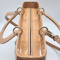 Christian Dior Lady Dior Large Nude Beige Patent Leather Cannage Handbag