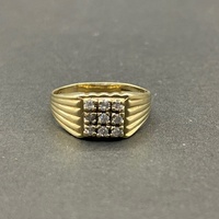 Large View Mens 9ct Yellow Gold Cubic Zirconia Ring